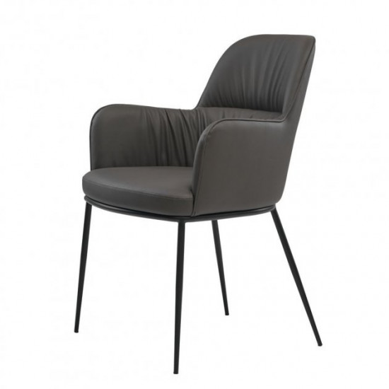 Dining chair for living room, cafe, restaurant Sheldon metal black/eco leather gray graphite Concepto