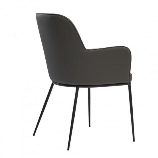 Dining chair for living room, cafe, restaurant Sheldon metal black/eco leather gray graphite Concepto