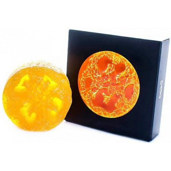 A unique soap with a washcloth from natural loofah. Candy Soap Orange