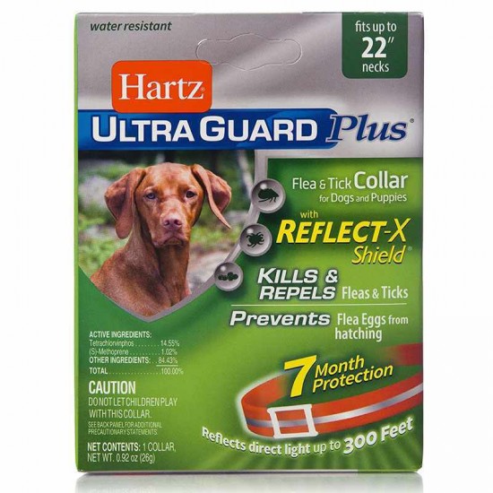 Hartz Ultra Guard Plus Flea&Tick Collar For Dogs And Puppies Reflekt-H Shield - A collar with a reflective strip from fleas and ticks for dogs