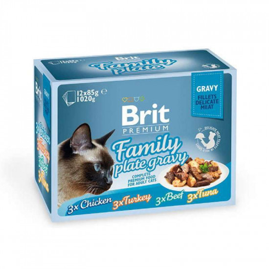 Brit Premium (Брит Преміум) Cat Family Plate Gravy - Набір павуків Сімейна тарілка в соусі для котів