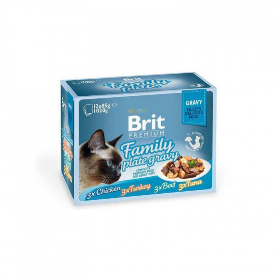 Brit Premium (Брит Преміум) Cat Family Plate Gravy - Набір павуків Сімейна тарілка в соусі для котів