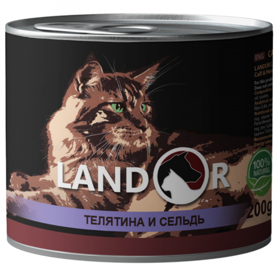 Landor (Ландор) Cat Agein Veal&Herring - Консервированный корм с телятиной и сельдью для пожилых кошек