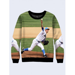 Mens 3D-print sweatshirt - Baseball player with the ball. Long sleeve. Made in Ukraine.