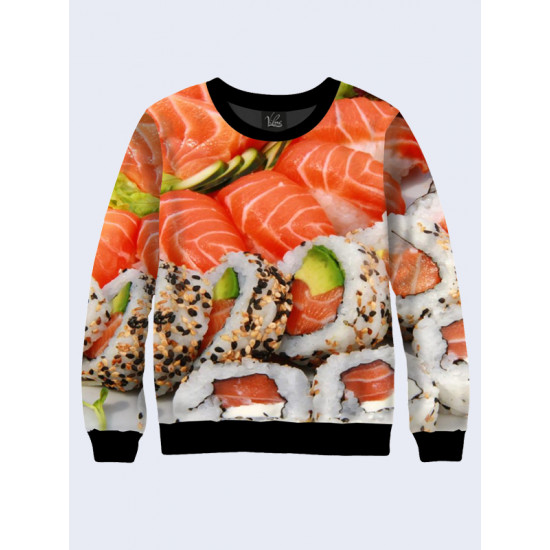 Mens 3D-print sweatshirt - Delicious Sushi. Long sleeve. Made in Ukraine.