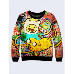 Mens 3D-print sweatshirt - Adventure Time, Finn and Jake. Long sleeve. Made in Ukraine.