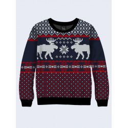 Mens 3D-print sweatshirt - Knits mooses. Long sleeve. Made in Ukraine.