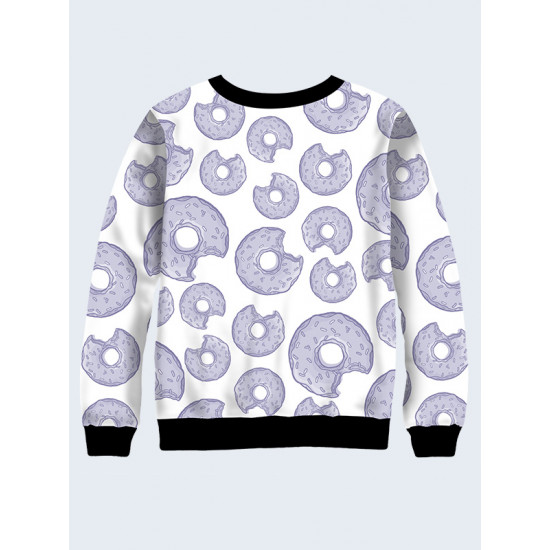 Mens 3D-print sweatshirt - Homer with donut. Long sleeve. Made in Ukraine.