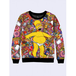 Mens 3D-print sweatshirt - Homer Simpson. Long sleeve. Made in Ukraine.