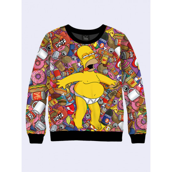 Mens 3D-print sweatshirt - Homer Simpson. Long sleeve. Made in Ukraine.