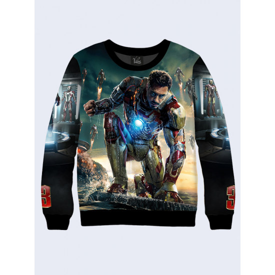 Mens 3D-print sweatshirt - Iron Man. Marvel Comics. Long sleeve. Made in Ukraine.