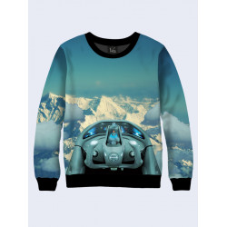 Mens 3D-print sweatshirt - Behind the wheel of the mountains in the winter. Long sleeve. Made in Ukraine.