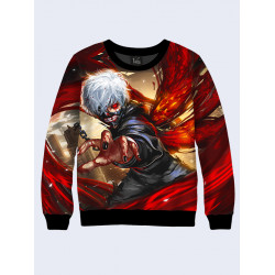 Mens 3D-print sweatshirt - Ken Kaneko, Anime. Long sleeve. Made in Ukraine.