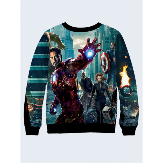 Mens 3D-print sweatshirt - Comics Avengers. Long sleeve. Made in Ukraine.