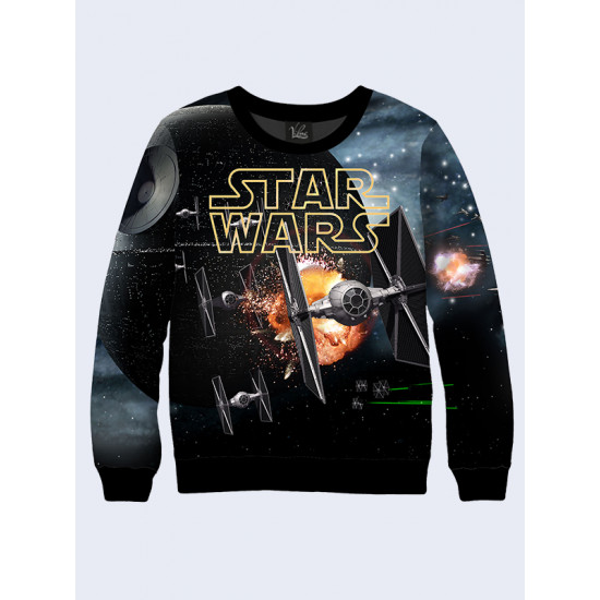 Mens 3D-print sweatshirt - Space fighter, Star Wars. Long sleeve. Made in Ukraine.