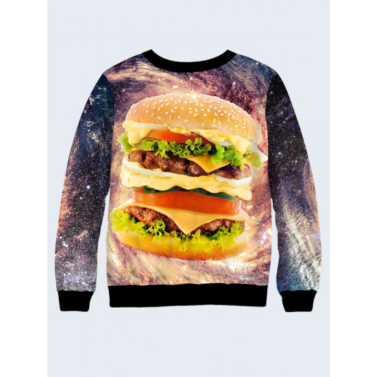  Mens 3D-print sweatshirt - Cosmic hamburger. Long sleeve. Made in Ukraine.