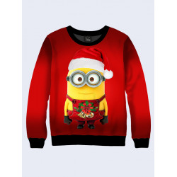 Mens 3D-print sweatshirt - Minion in a hat. Long sleeve. Made in Ukraine.