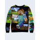 Mens 3D-print sweatshirt - Worlds Minecraft. Long sleeve. Made in Ukraine.