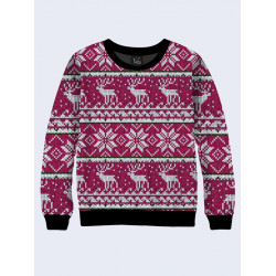 Mens 3D-print sweatshirt - Knits reindeers. Long sleeve. Made in Ukraine.