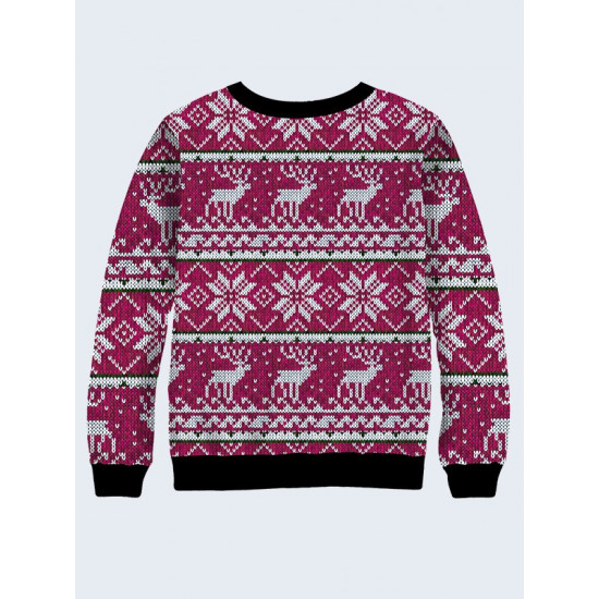 Mens 3D-print sweatshirt - Knits reindeers. Long sleeve. Made in Ukraine.