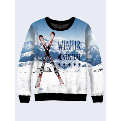 Mens 3D-print sweatshirt - Adventure in the mountains. Long sleeve. Made in Ukraine.