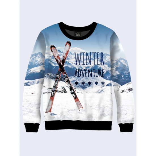 Mens 3D-print sweatshirt - Adventure in the mountains. Long sleeve. Made in Ukraine.