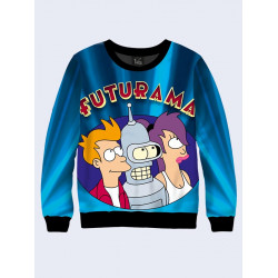 Mens 3D-print sweatshirt - Futurama emblem. Long sleeve. Made in Ukraine.