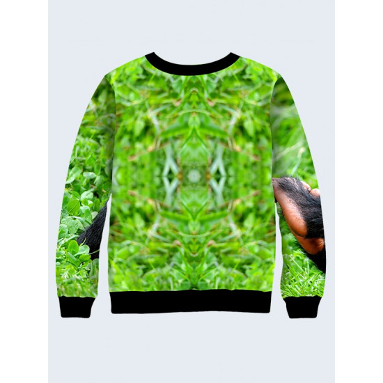 Mens 3D-print sweatshirt - Chimpanzee with whiskey. Made in Ukraine.