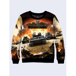 Mens 3D-print sweatshirt - Action game Wot, World of Tanks. Long sleeve. Made in Ukraine.