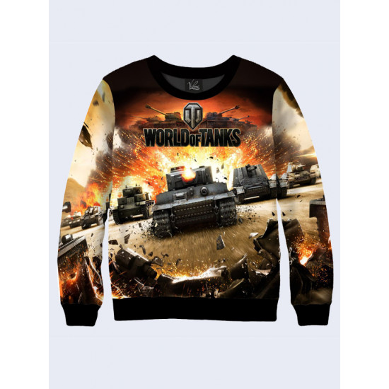 Mens 3D-print sweatshirt - Action game Wot, World of Tanks. Long sleeve. Made in Ukraine.