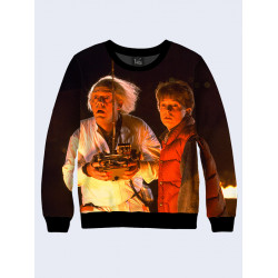 Mens 3D-print sweatshirt - Back to the Future, Marty and Doc. Long sleeve. Made in Ukraine.