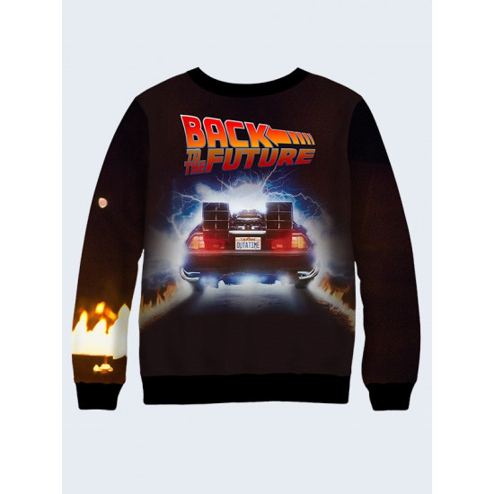 Mens 3D-print sweatshirt - Back to the Future, Marty and Doc. Long sleeve. Made in Ukraine.