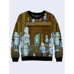 Mens 3D-print sweatshirt - Bender, Cartoon series Futurama. Long sleeve. Made in Ukraine.