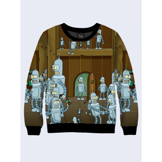 Mens 3D-print sweatshirt - Bender, Cartoon series Futurama. Long sleeve. Made in Ukraine.