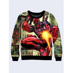 Mens 3D-print sweatshirt - Deadpool Marvel. Long sleeve. Made in Ukraine.