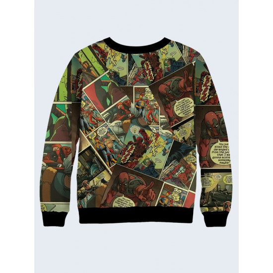 Mens 3D-print sweatshirt - Deadpool Marvel. Long sleeve. Made in Ukraine.