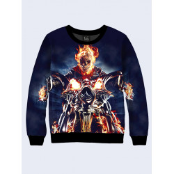 Mens 3D-print sweatshirt - Film Ghost Rider. Long sleeve. Made in Ukraine.