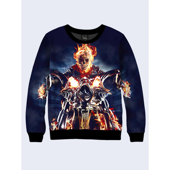 Mens 3D-print sweatshirt - Film Ghost Rider. Long sleeve. Made in Ukraine.