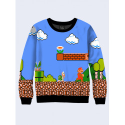 Mens 3D-print sweatshirt - Game Mario. Long sleeve. Made in Ukraine.