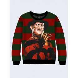 Mens 3D-print sweatshirt - Freddy Krueger, Film Nightmare on Elm Street. Long sleeve. Made in Ukraine.