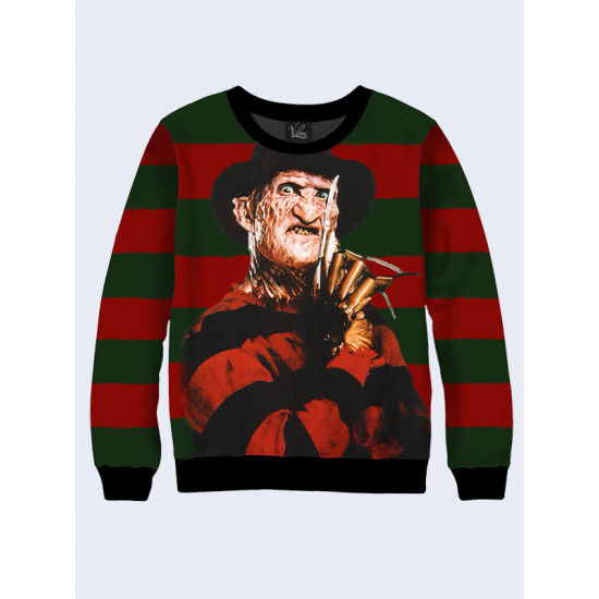 Mens 3D-print sweatshirt - Freddy Krueger, Film Nightmare on Elm Street. Long sleeve. Made in Ukraine.