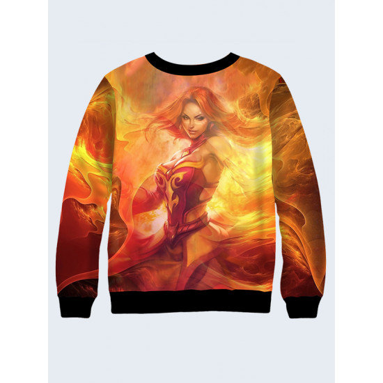 Mens 3D-print sweatshirt - Lina, Game Dota 2. Long sleeve. Made in Ukraine.