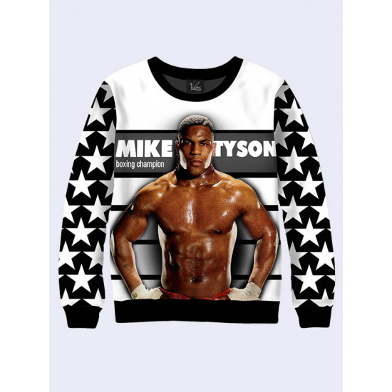 Mens 3D-print sweatshirt - Boxer Mike Tyson. Long sleeve. Made in Ukraine.