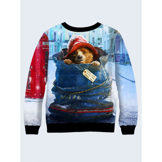 Mens 3D-print sweatshirt - Paddington Bear. Long sleeve. Made in Ukraine.