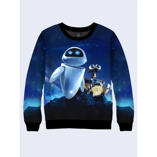 Mens 3D-print sweatshirt - Wall-e and Eve. Long sleeve. Made in Ukraine.