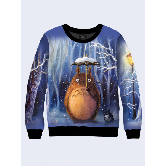 Mens 3D-print sweatshirt - Winter, Totoro. Long sleeve. Made in Ukraine.