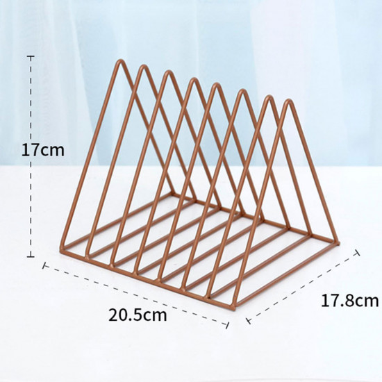 Nordic triangle simple wrought iron desktop storage rack shelf file magazine Bookend office rack Stationery Organizer Holder