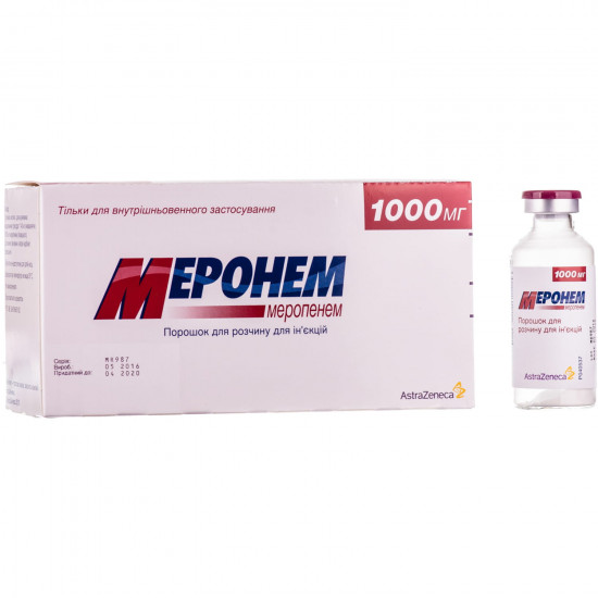 Meronem time. for solution for infection. 1000 mg fl. No. 10