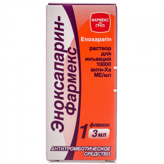 Enoksaparin-Pharmex solution for infection. 10000 Anti-ha ME/ml fl. 3 ml No. 1