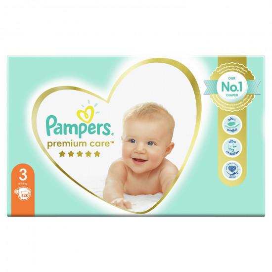 Подгузники для детей PAMPERS Premium Care (Памперс Премиум) Midi (миди) 3 от 5 до 9 кг (от 6 до 10 кг) мега упаковка 120 шт